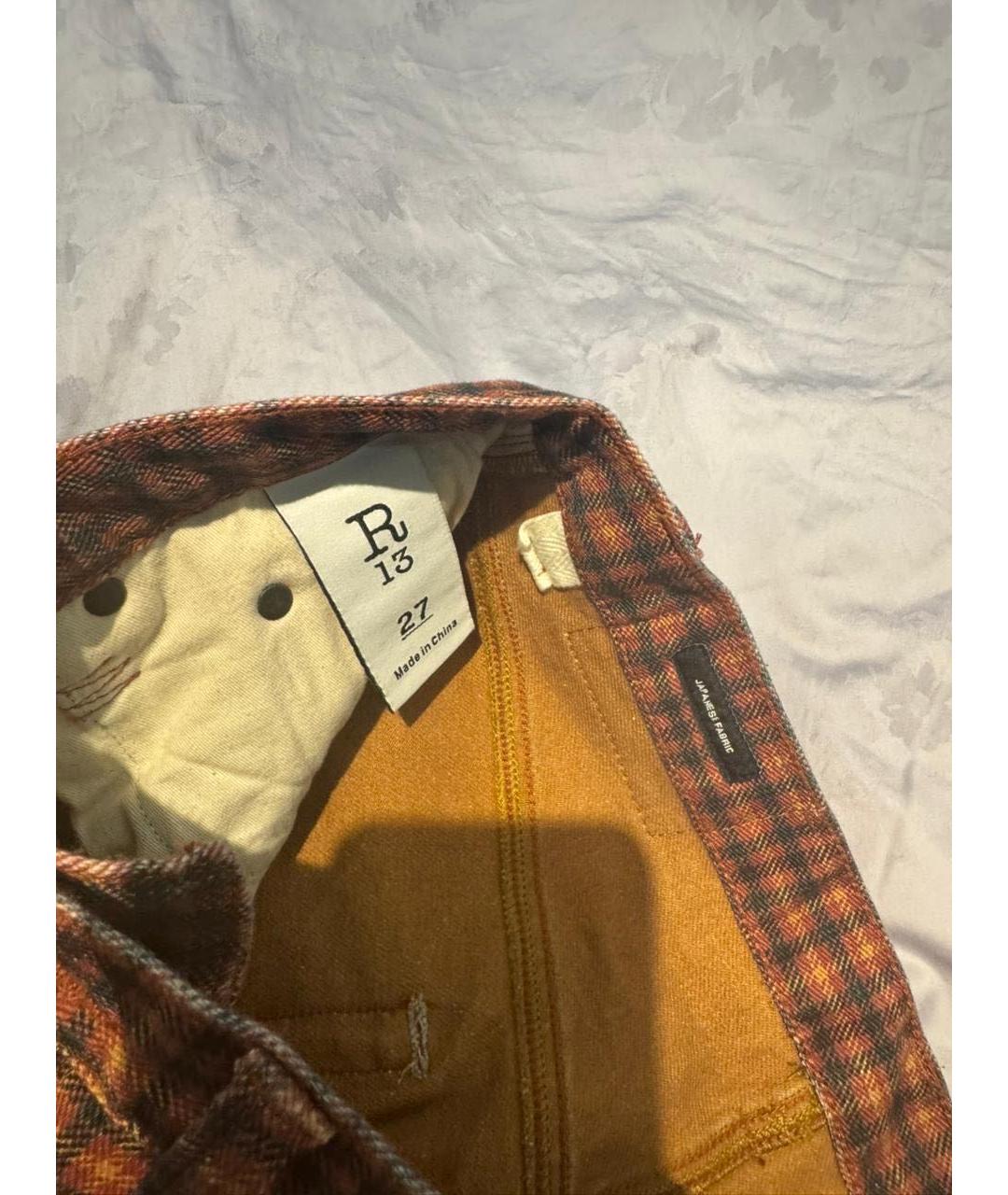 R13 Оранжевое хлопковые джинсы клеш, фото 3