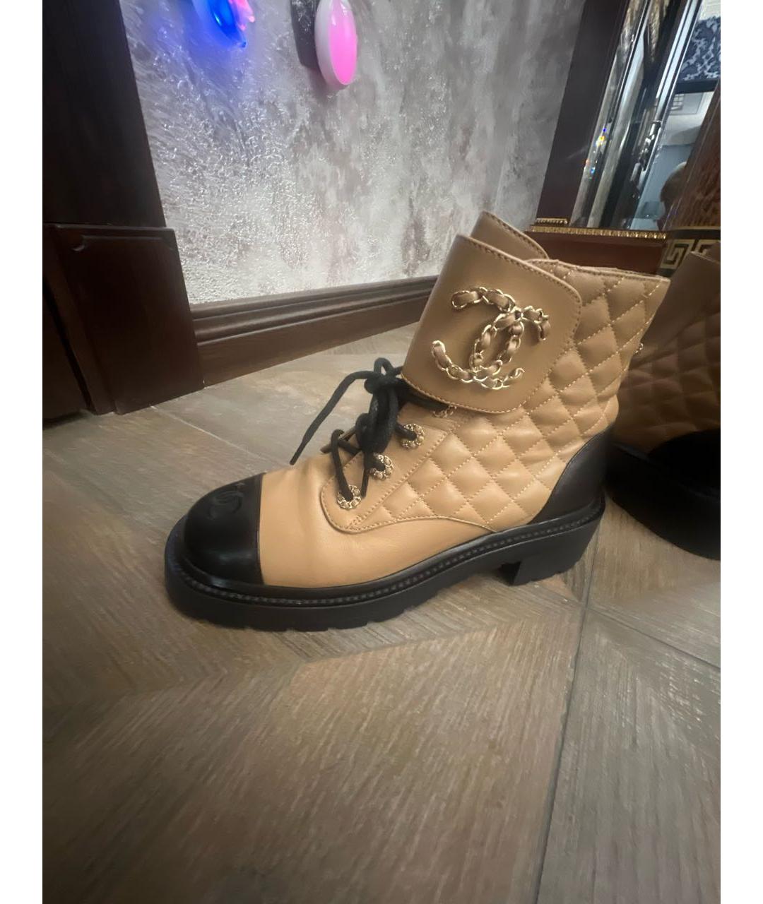 CHANEL Бежевые кожаные ботинки, фото 8