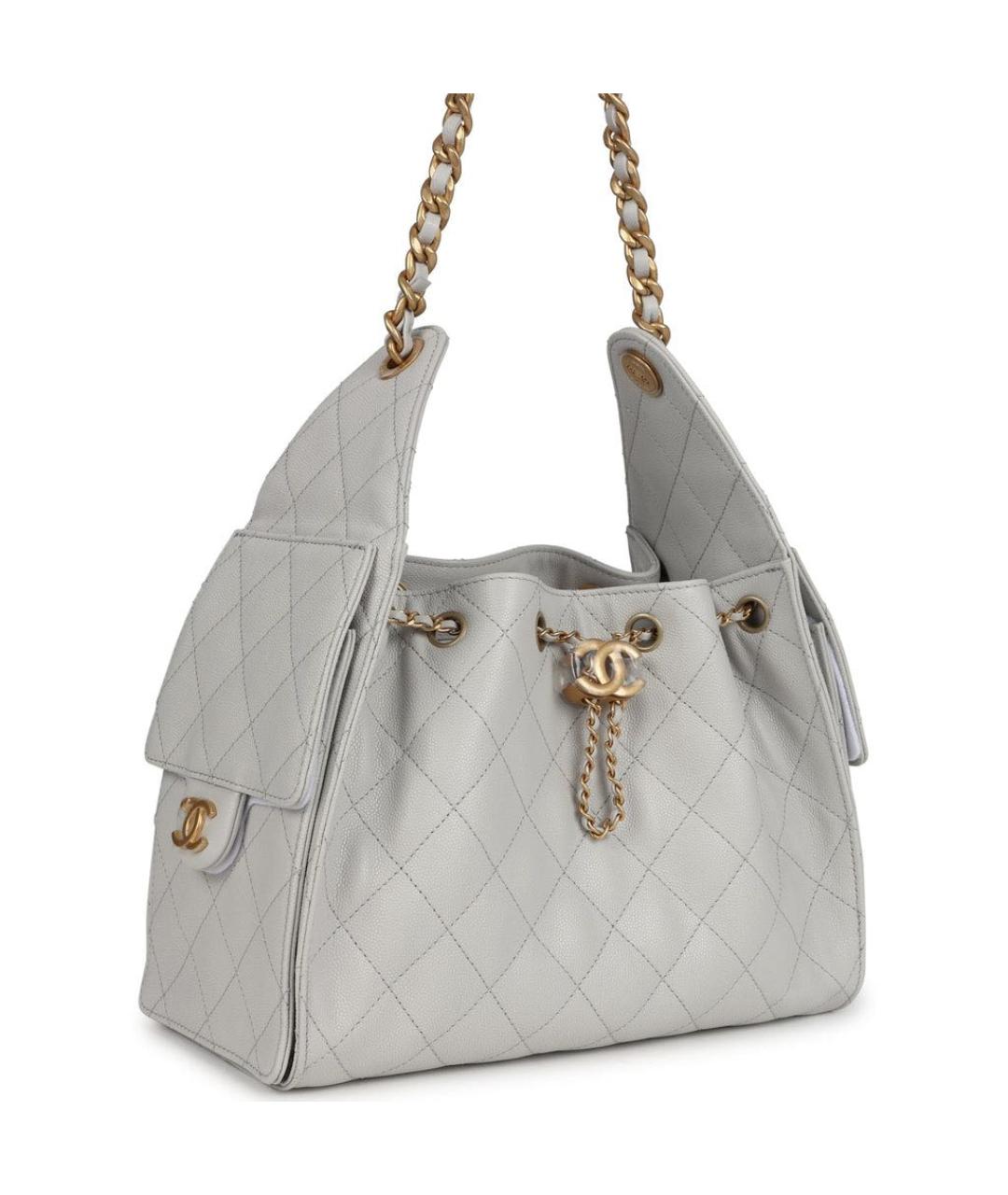 CHANEL Серая кожаная сумка тоут, фото 3