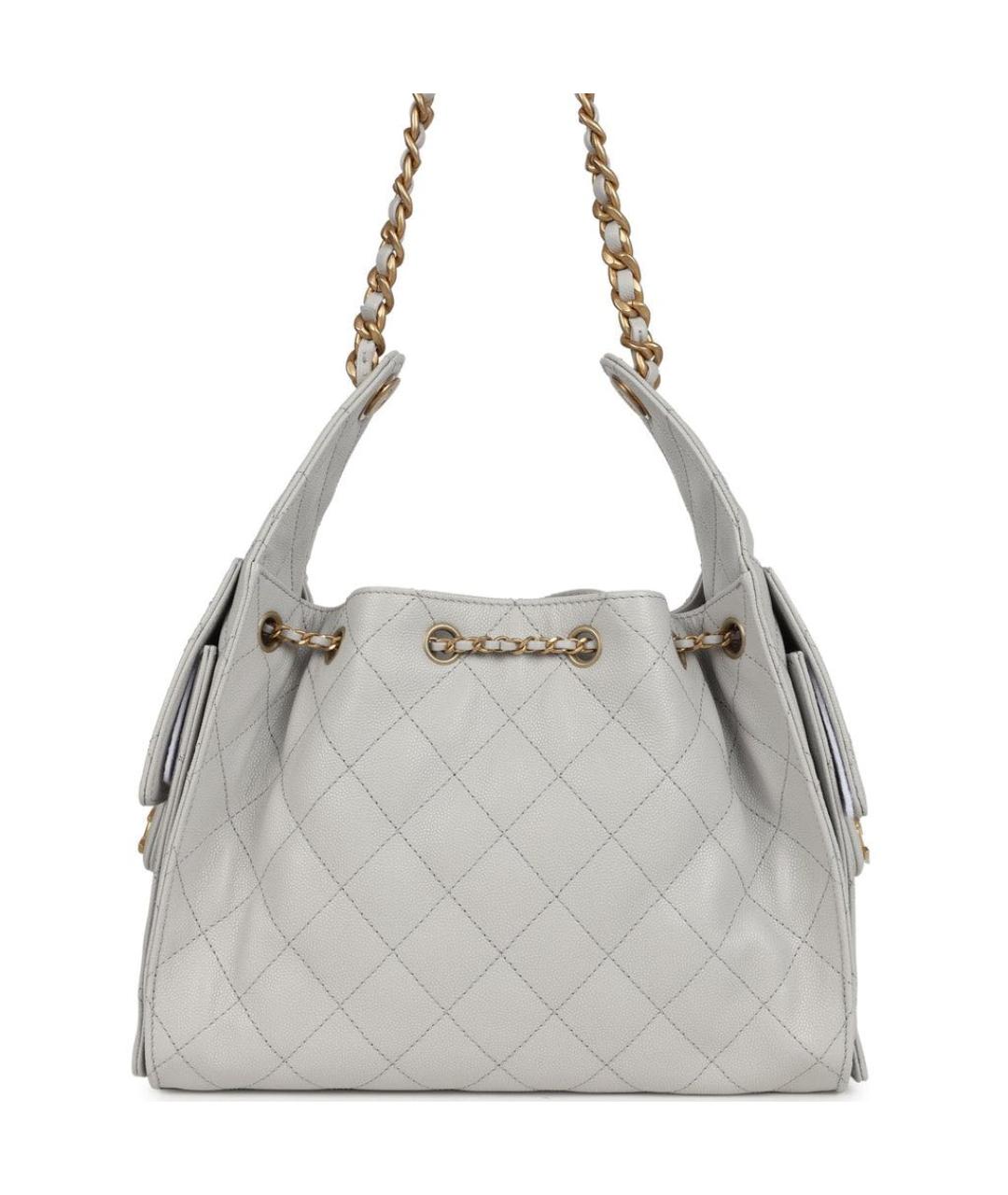 CHANEL Серая кожаная сумка тоут, фото 5