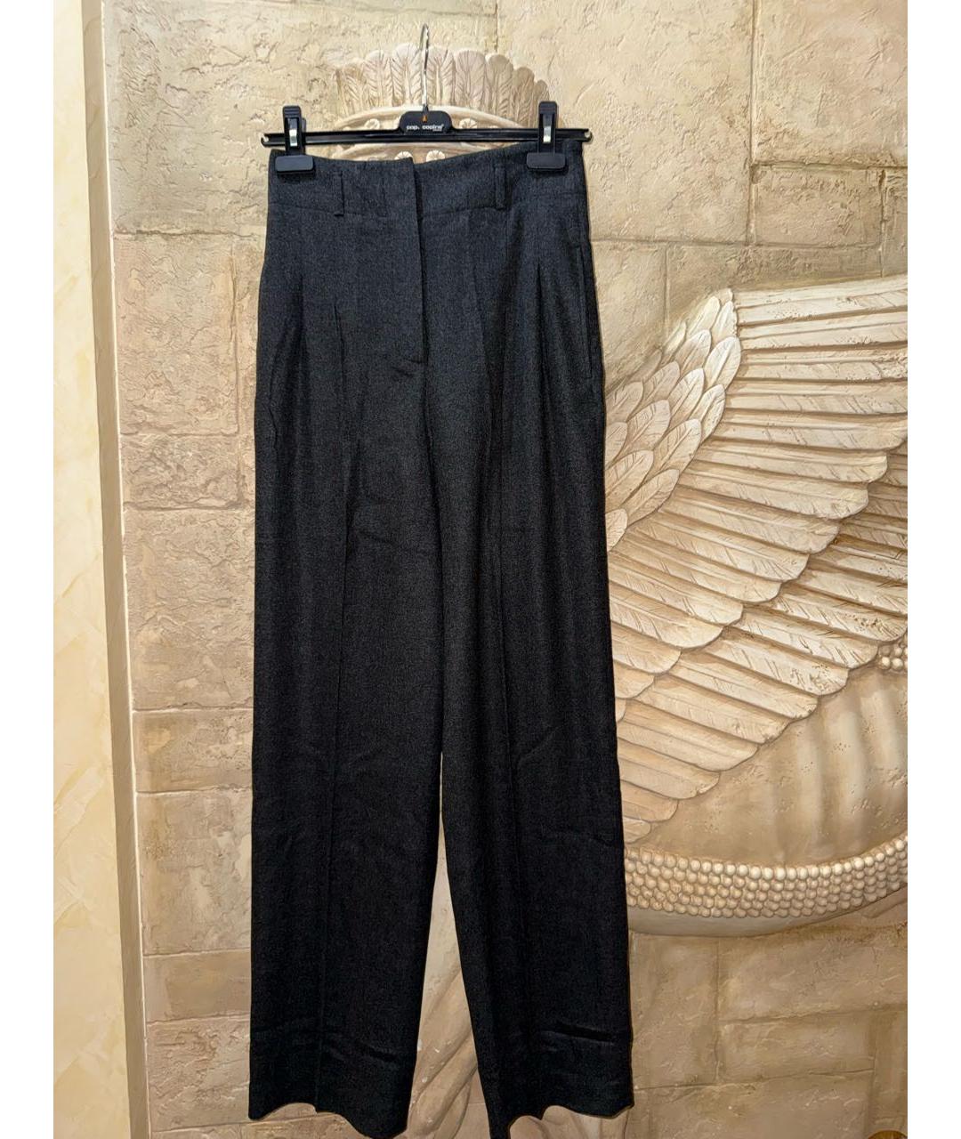 LORO PIANA Антрацитовые кашемировые брюки широкие, фото 6