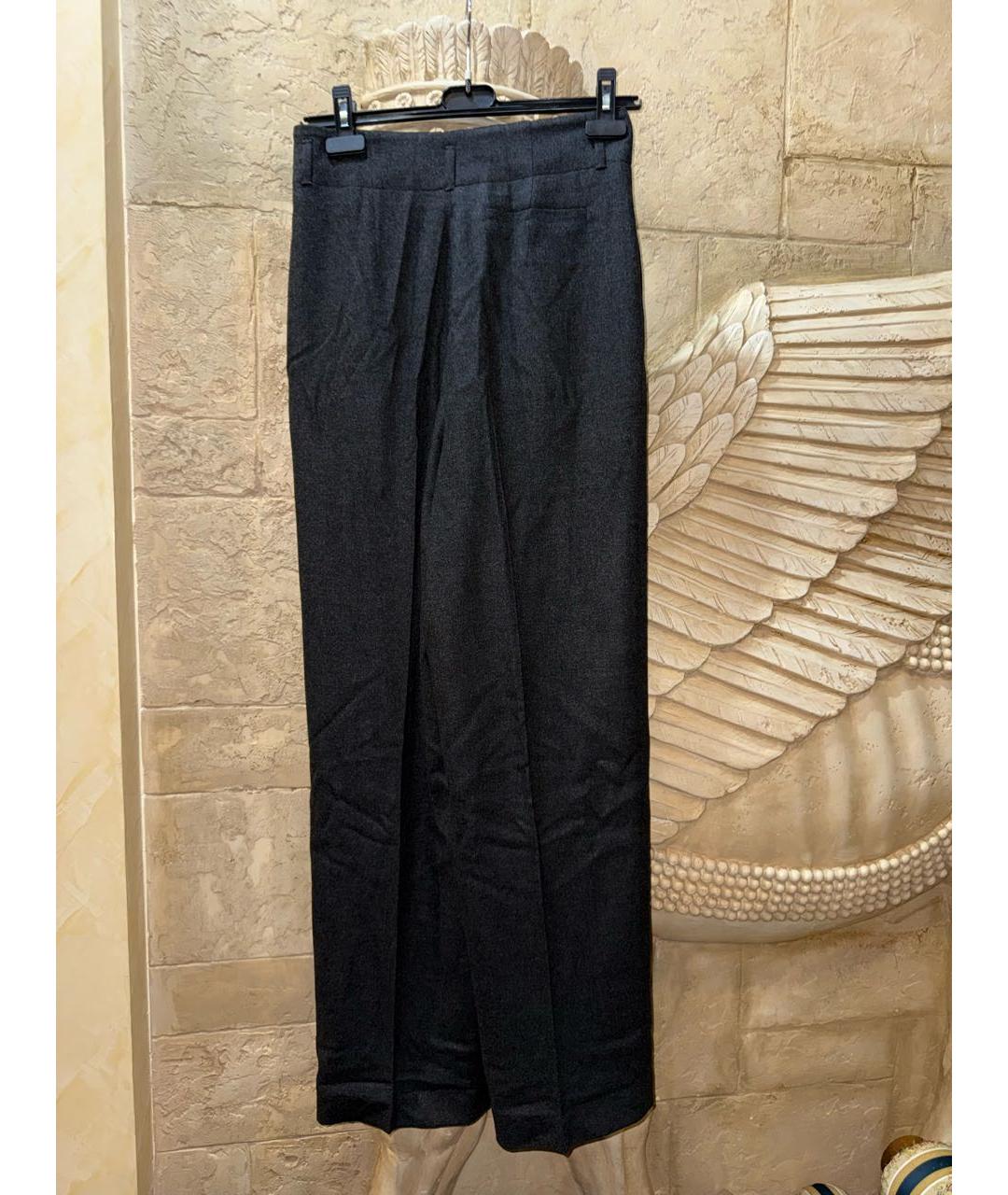 LORO PIANA Антрацитовые кашемировые брюки широкие, фото 2