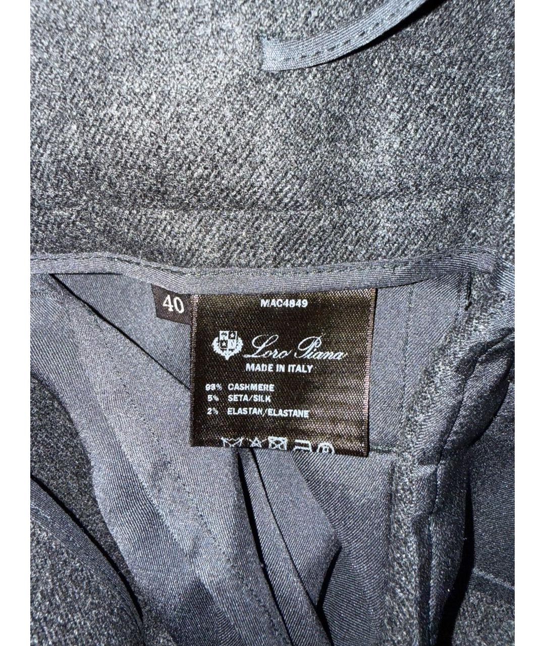 LORO PIANA Антрацитовые кашемировые брюки широкие, фото 4