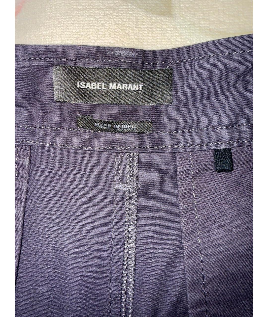 ISABEL MARANT Фиолетовые хлопковые прямые брюки, фото 3