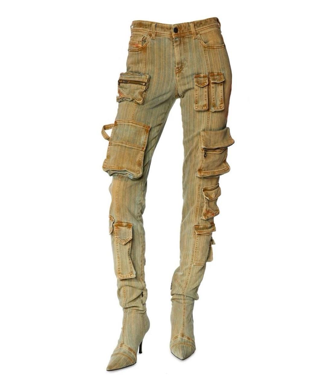 DIESEL Хаки хлопко-эластановые джинсы слим, фото 2