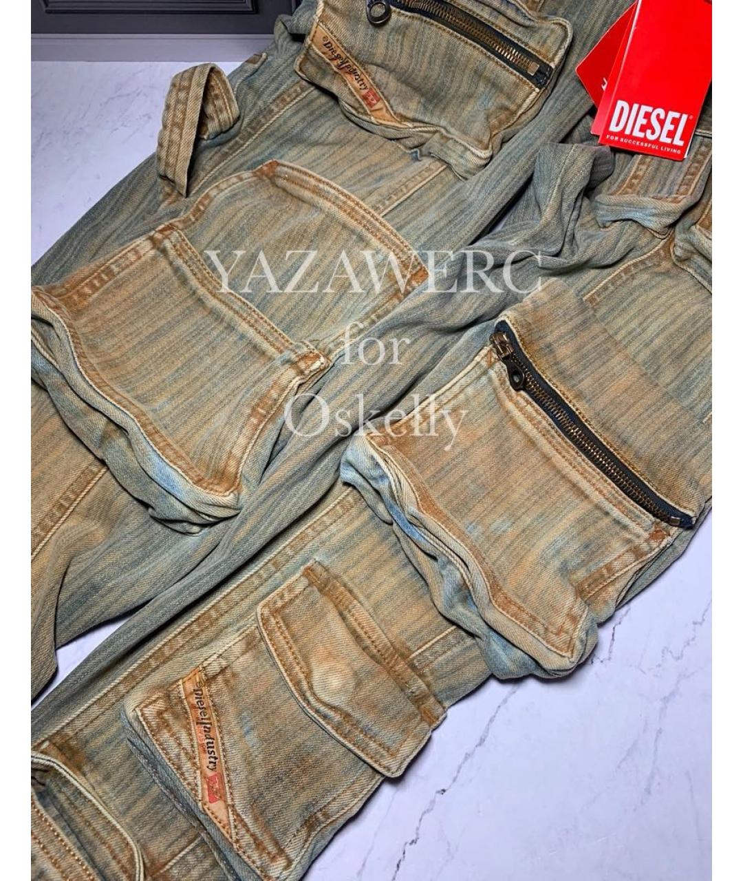 DIESEL Хаки хлопко-эластановые джинсы слим, фото 8