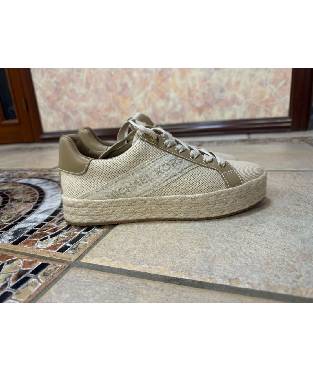 MICHAEL KORS Бежевые текстильные кеды, фото 9