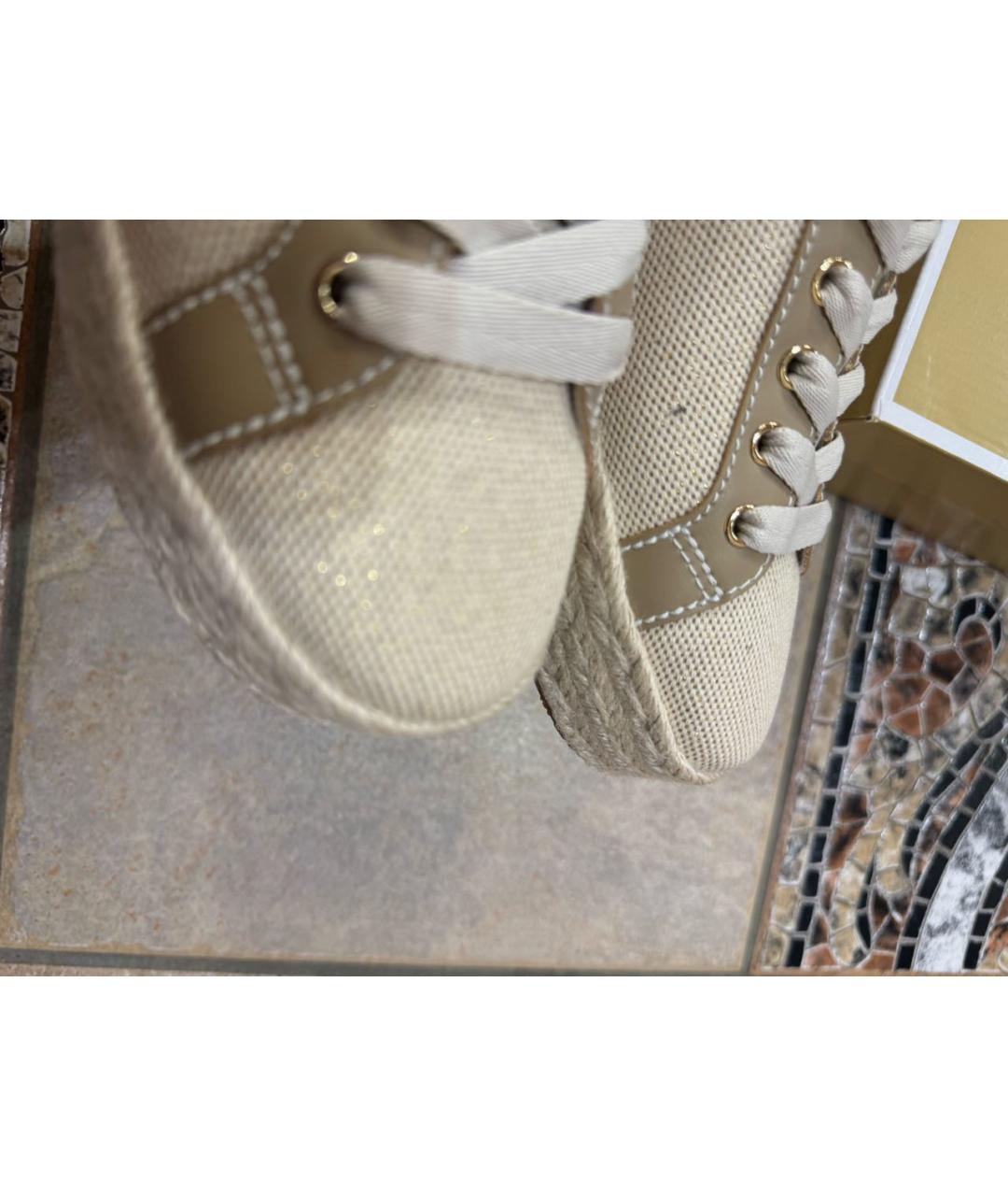 MICHAEL KORS Бежевые текстильные кеды, фото 8