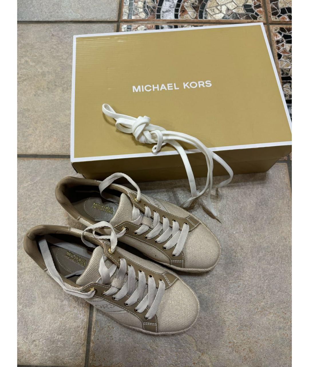 MICHAEL KORS Бежевые текстильные кеды, фото 5