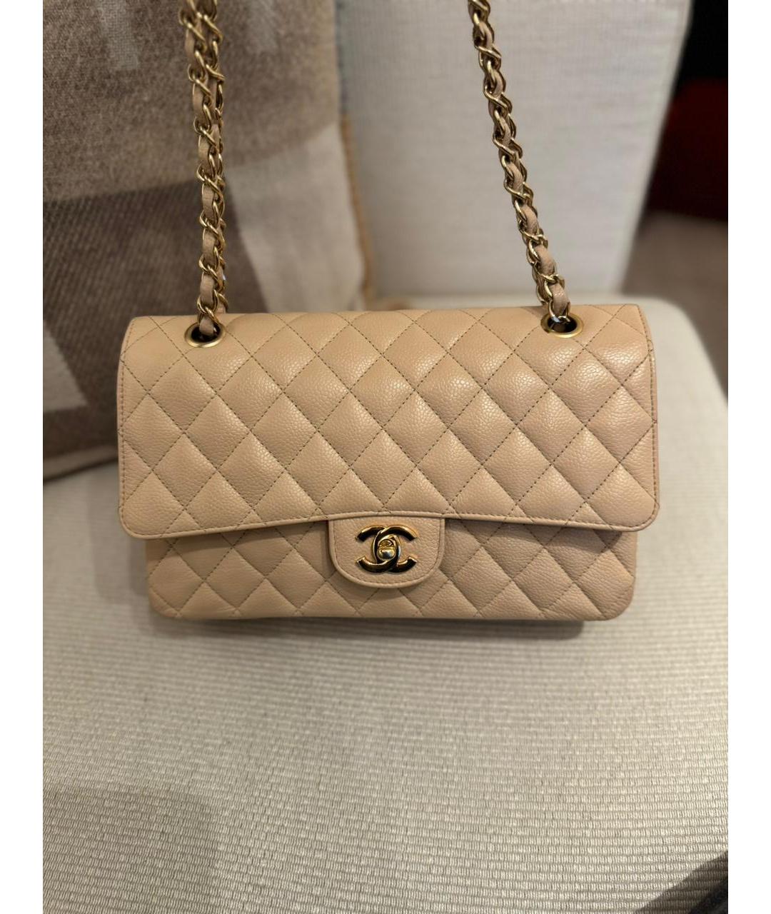 CHANEL Бежевая кожаная сумка через плечо, фото 3