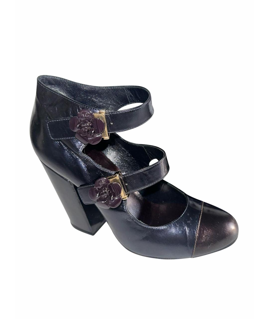 CHANEL Темно-синие кожаные туфли, фото 1