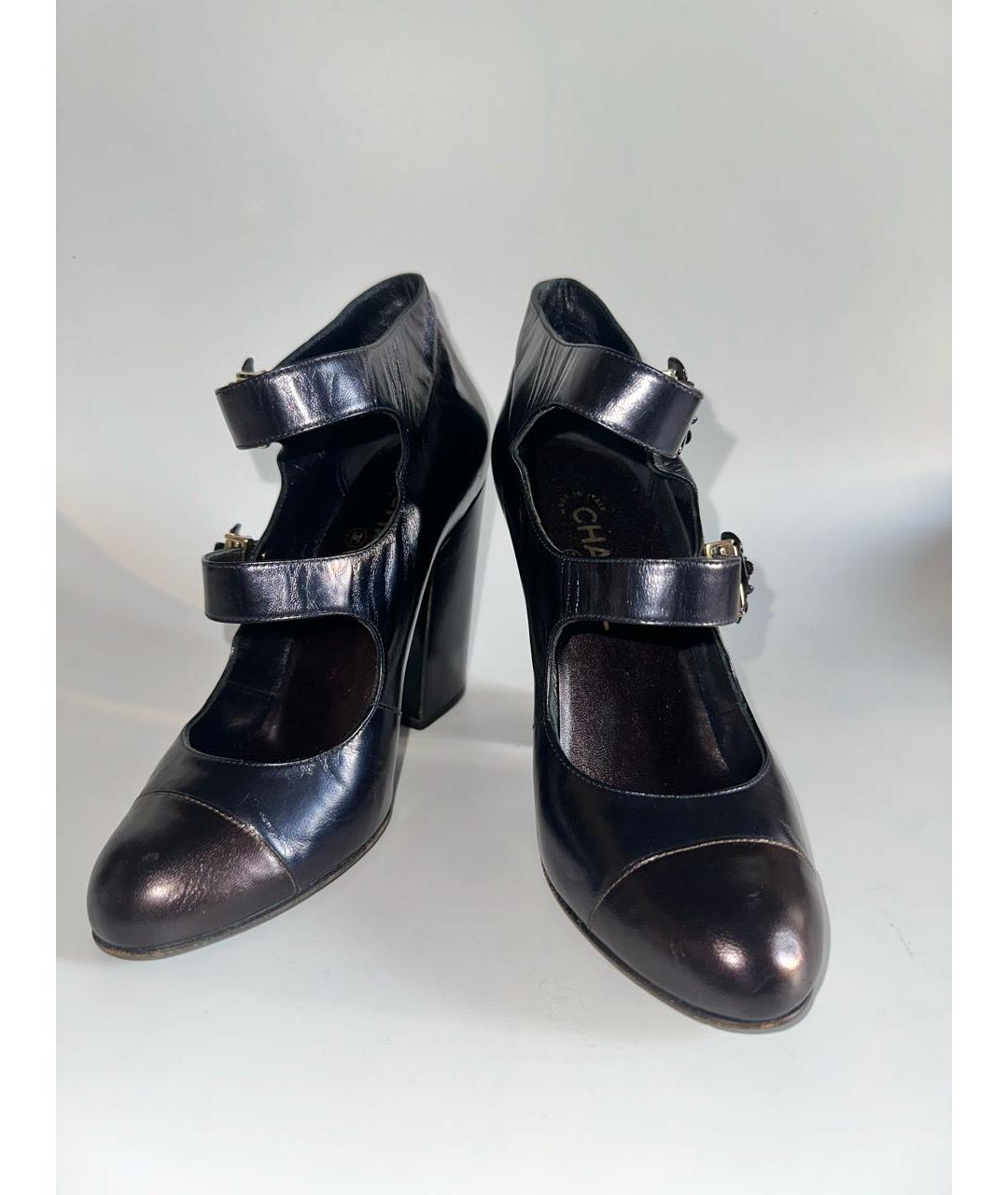 CHANEL Темно-синие кожаные туфли, фото 3