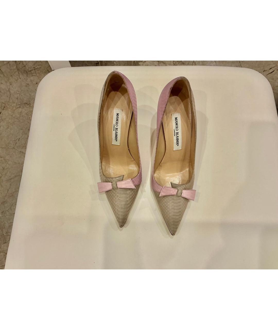 MANOLO BLAHNIK Бежевые кожаные туфли, фото 2