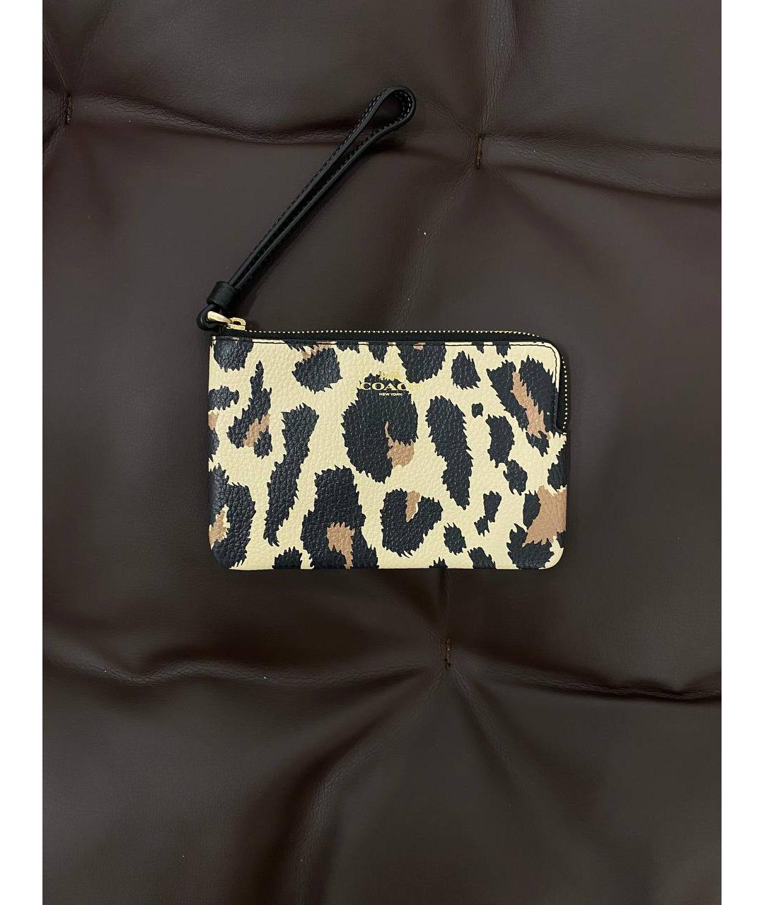 COACH Бежевый кожаный кошелек, фото 4