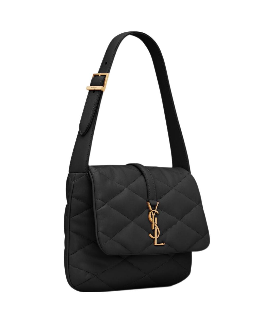 SAINT LAURENT Черная кожаная сумка через плечо, фото 2