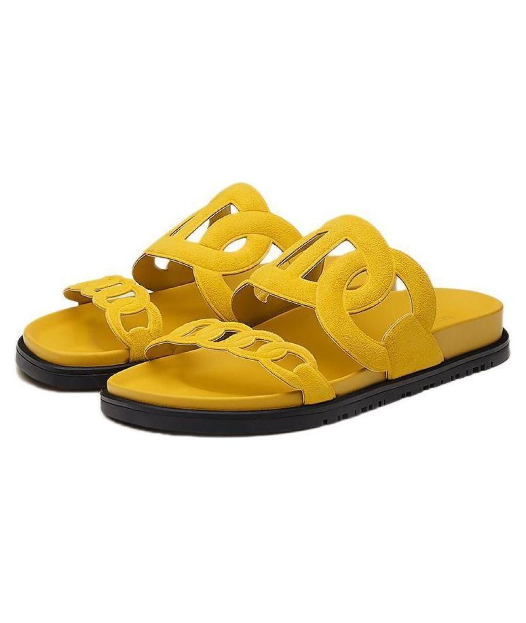 HERMES Желтые сандалии, фото 3