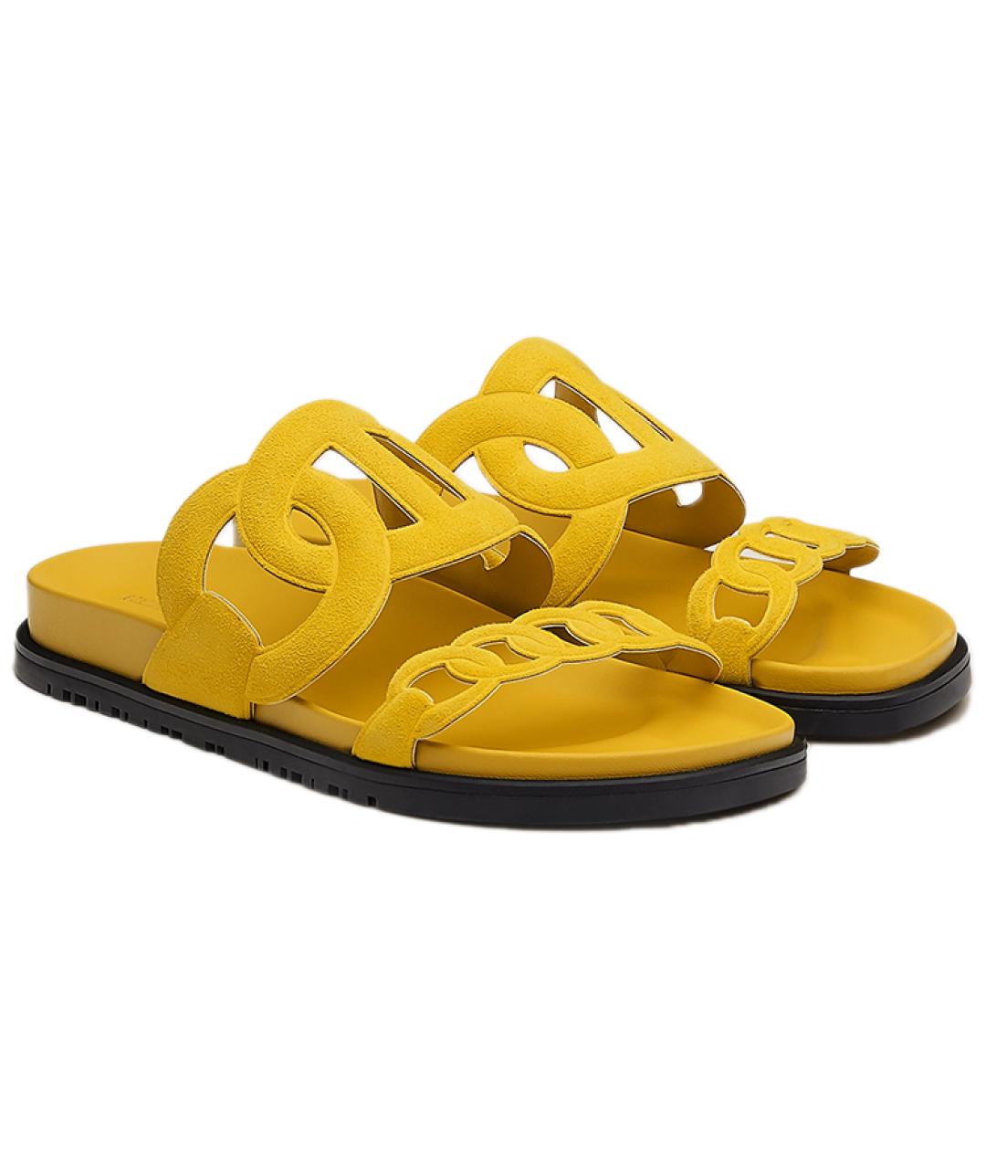 HERMES Желтые сандалии, фото 4