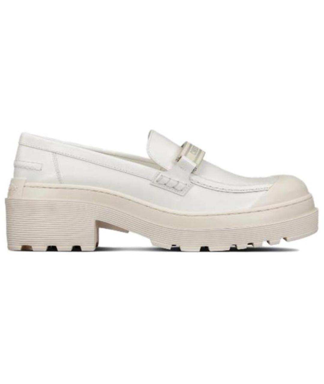 CHRISTIAN DIOR Белые кожаные лоферы, фото 1
