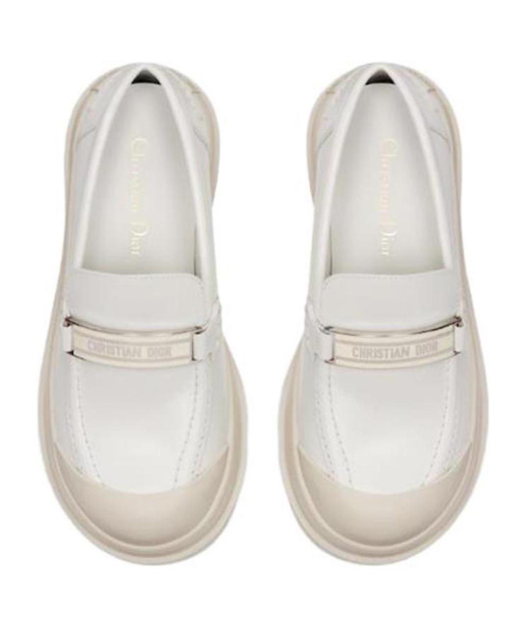 CHRISTIAN DIOR Белые кожаные лоферы, фото 5