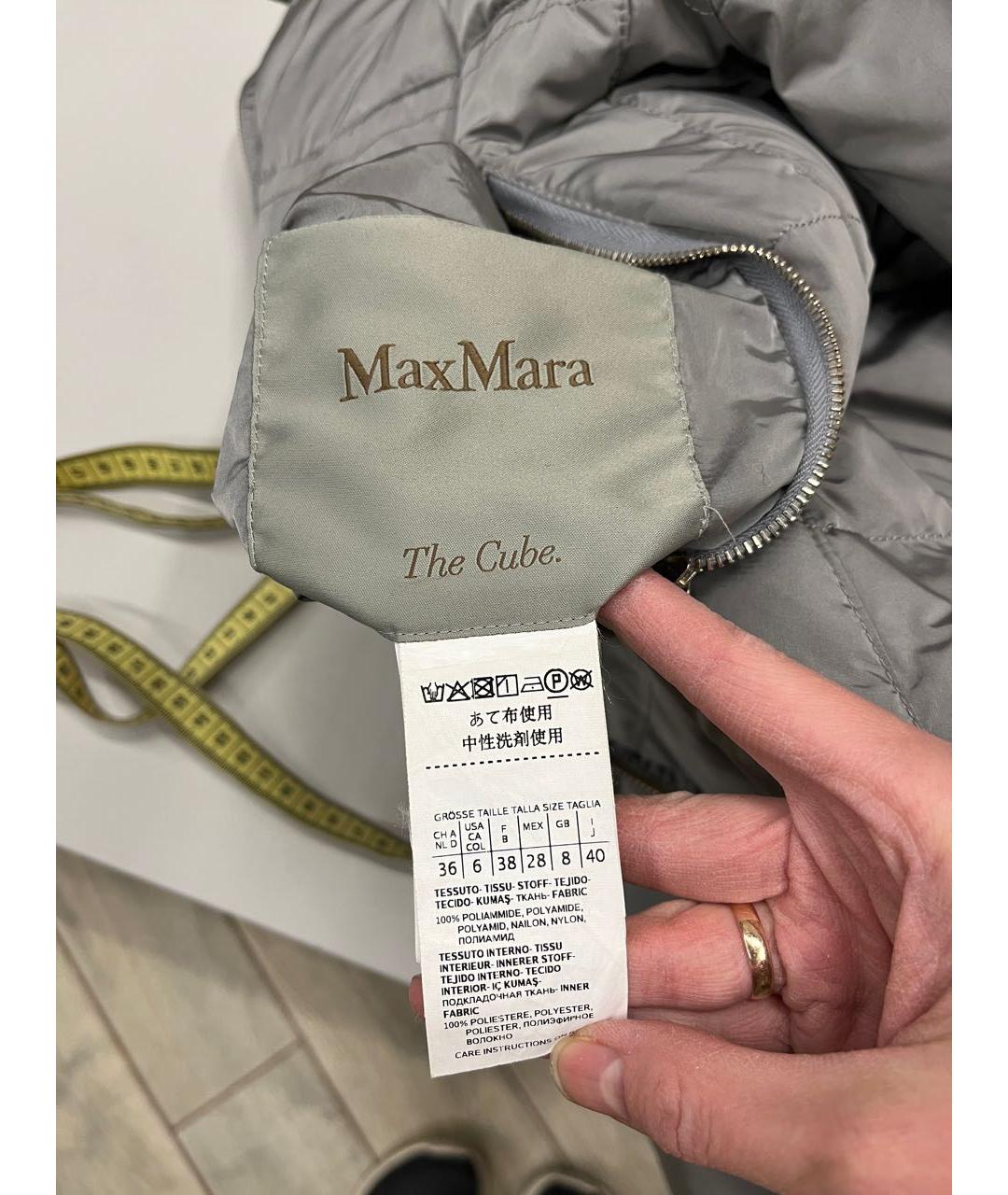 MAX MARA THE CUBE Серебрянный полиэстеровый пуховик, фото 5