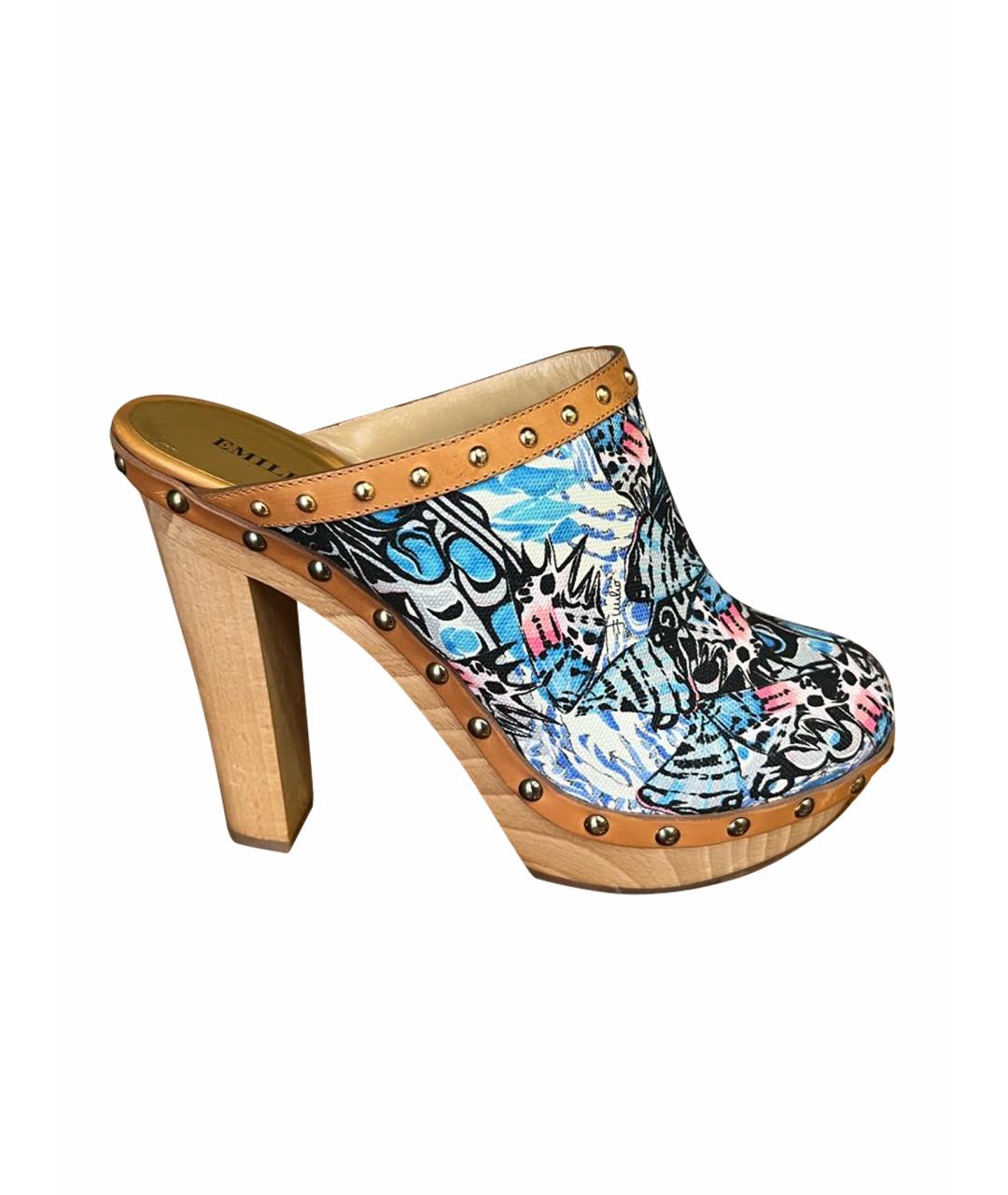 EMILIO PUCCI Голубые сабо, фото 1