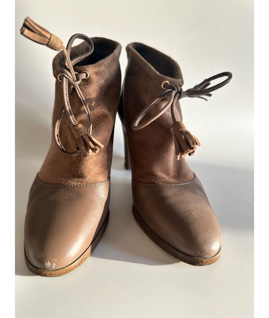 LORO PIANA Коричневые кожаные полусапоги, фото 3