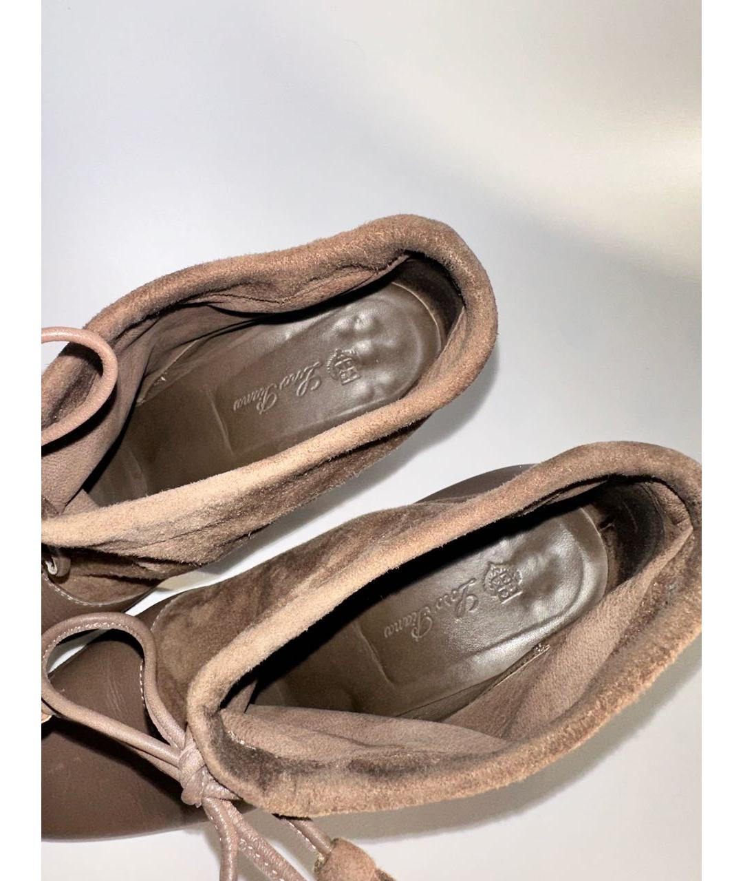 LORO PIANA Коричневые кожаные полусапоги, фото 5