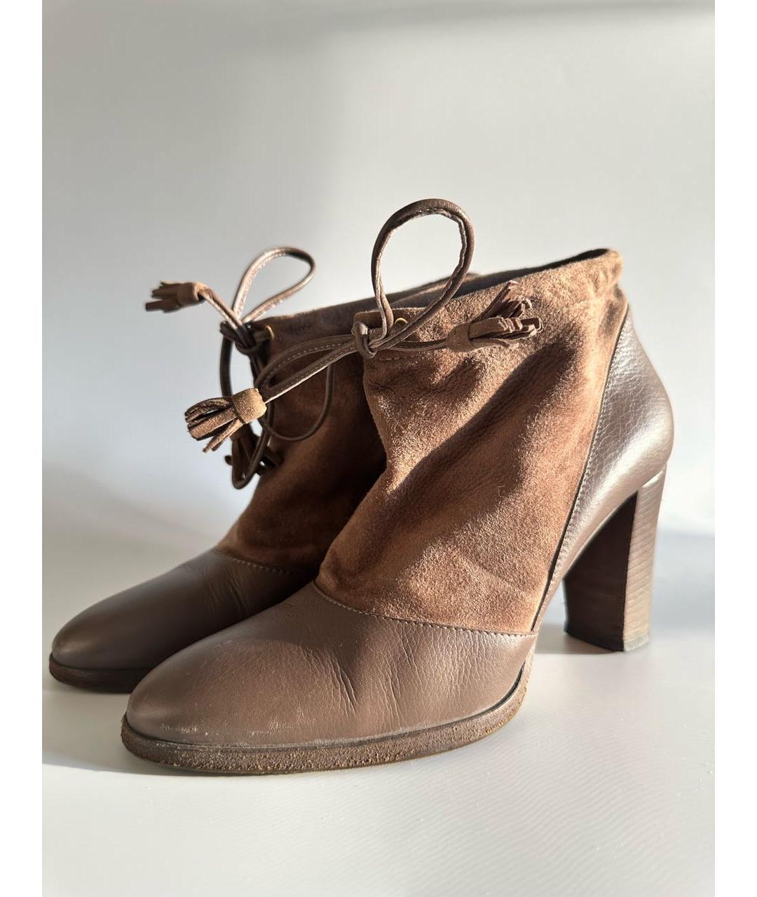 LORO PIANA Коричневые кожаные полусапоги, фото 2