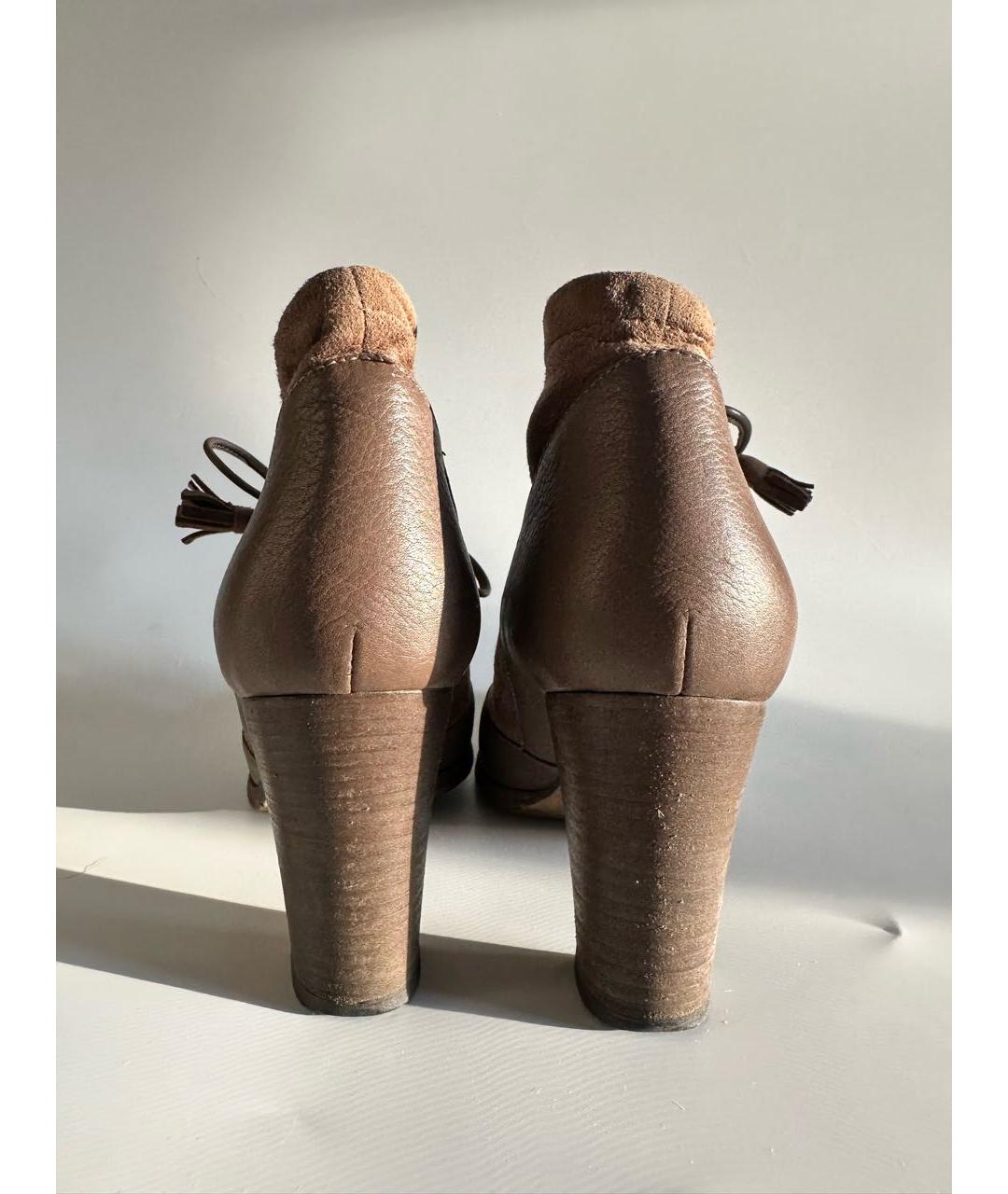 LORO PIANA Коричневые кожаные полусапоги, фото 6