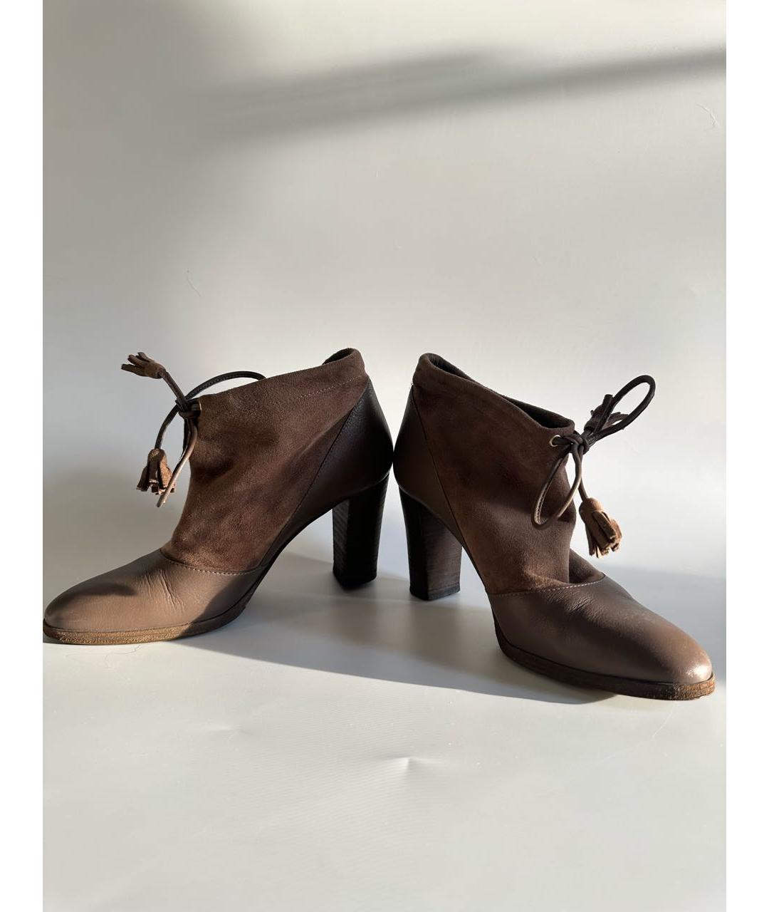 LORO PIANA Коричневые кожаные полусапоги, фото 8