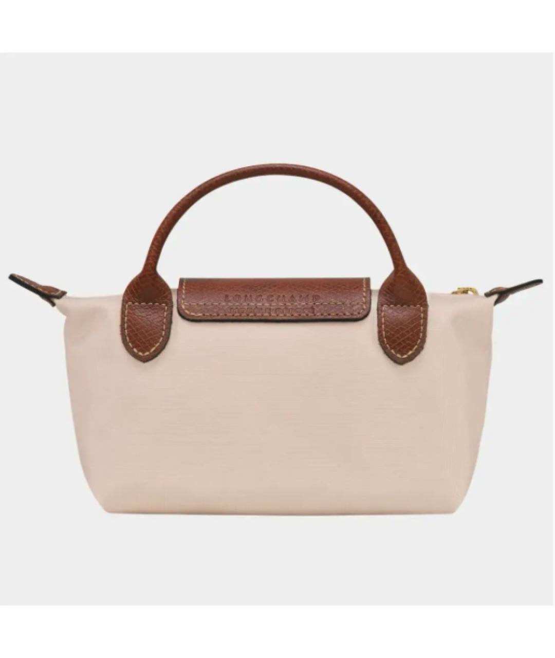LONGCHAMP Бежевая тканевая сумка с короткими ручками, фото 3