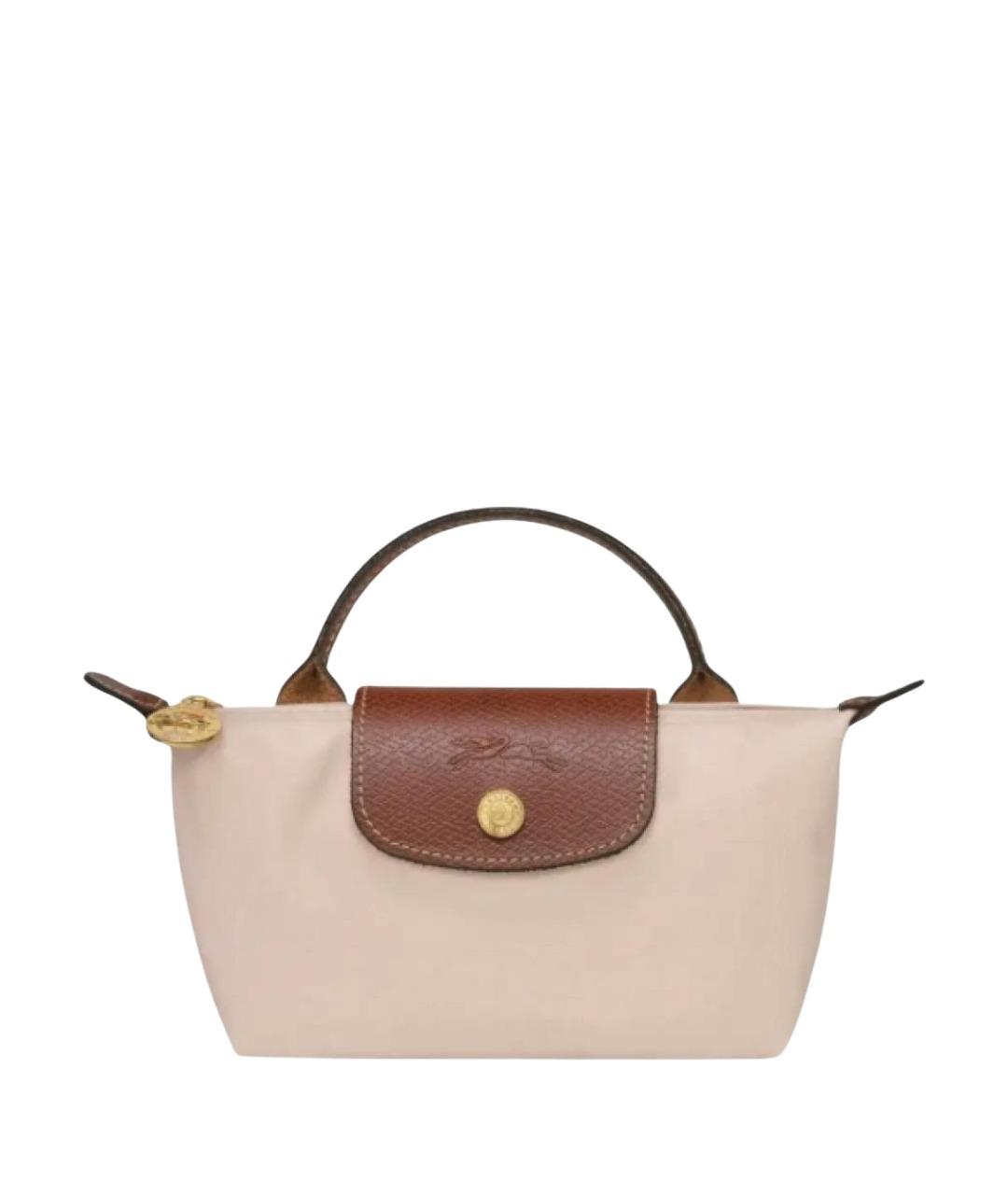 LONGCHAMP Бежевая тканевая сумка с короткими ручками, фото 1