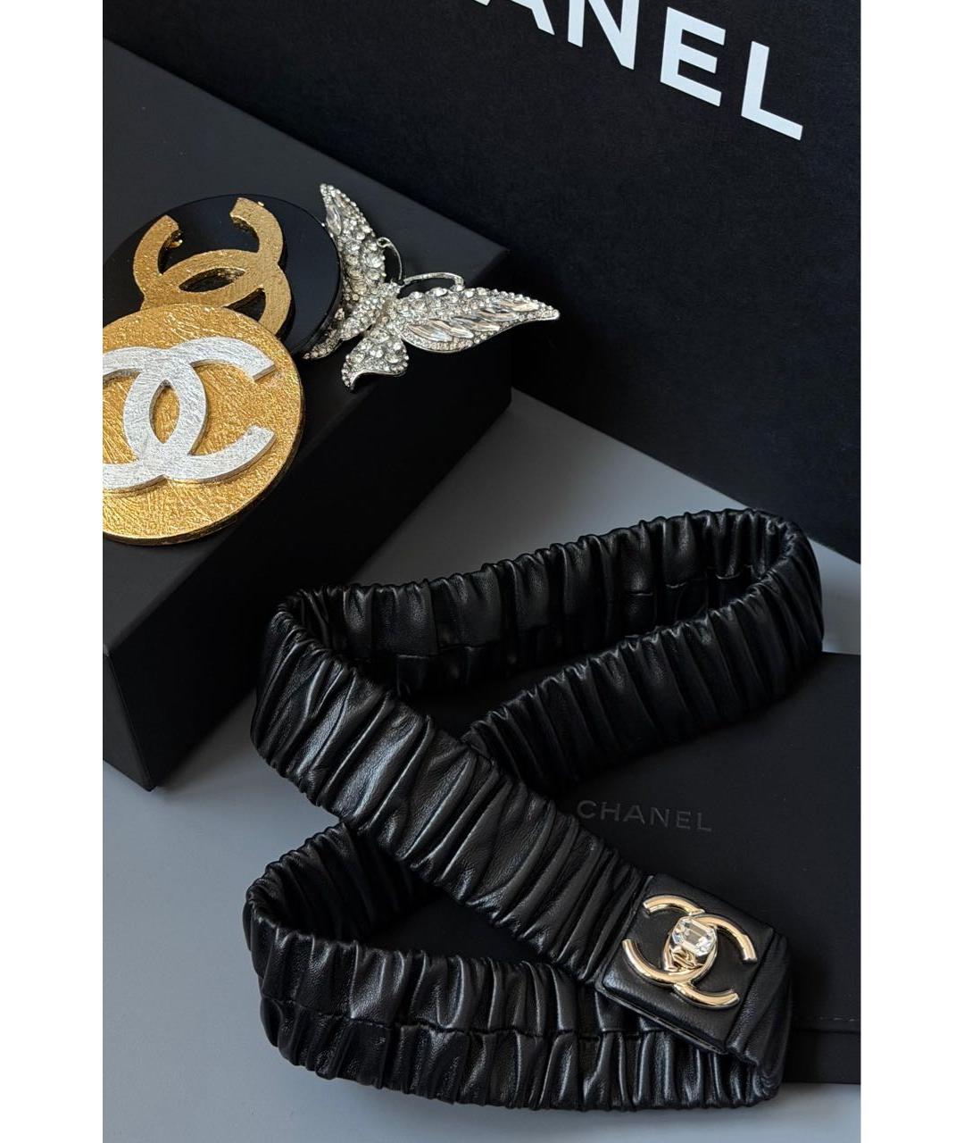 CHANEL Черный кожаный ремень, фото 2