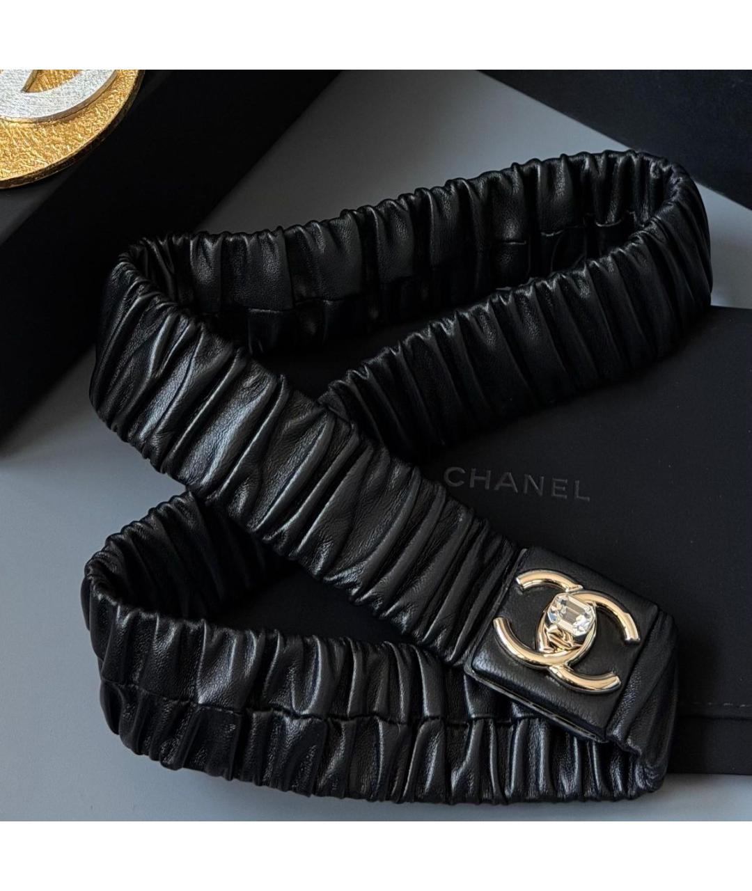 CHANEL Черный кожаный ремень, фото 3