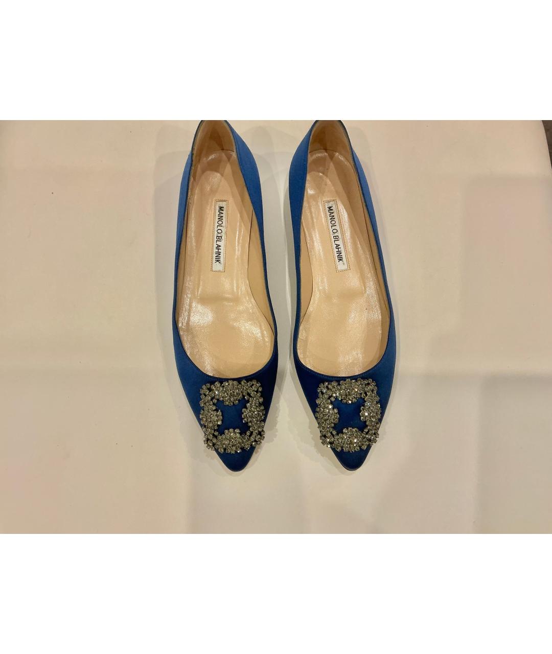 MANOLO BLAHNIK Синие текстильные балетки, фото 2