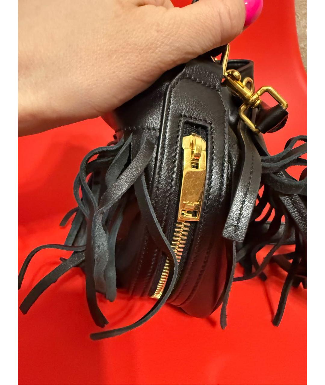 SAINT LAURENT Черная кожаная сумка через плечо, фото 6