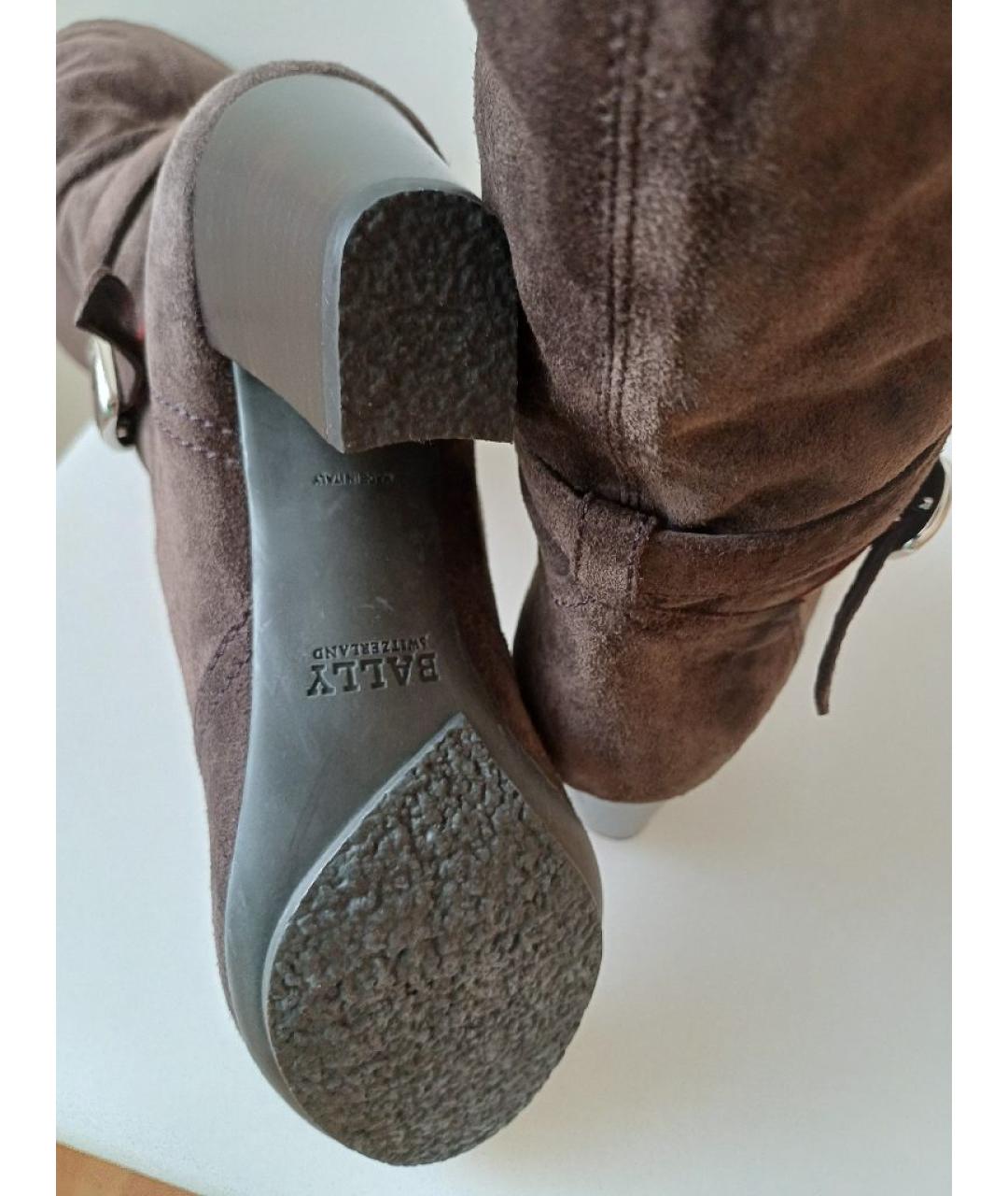 BALLY Коричневые замшевые сапоги, фото 9