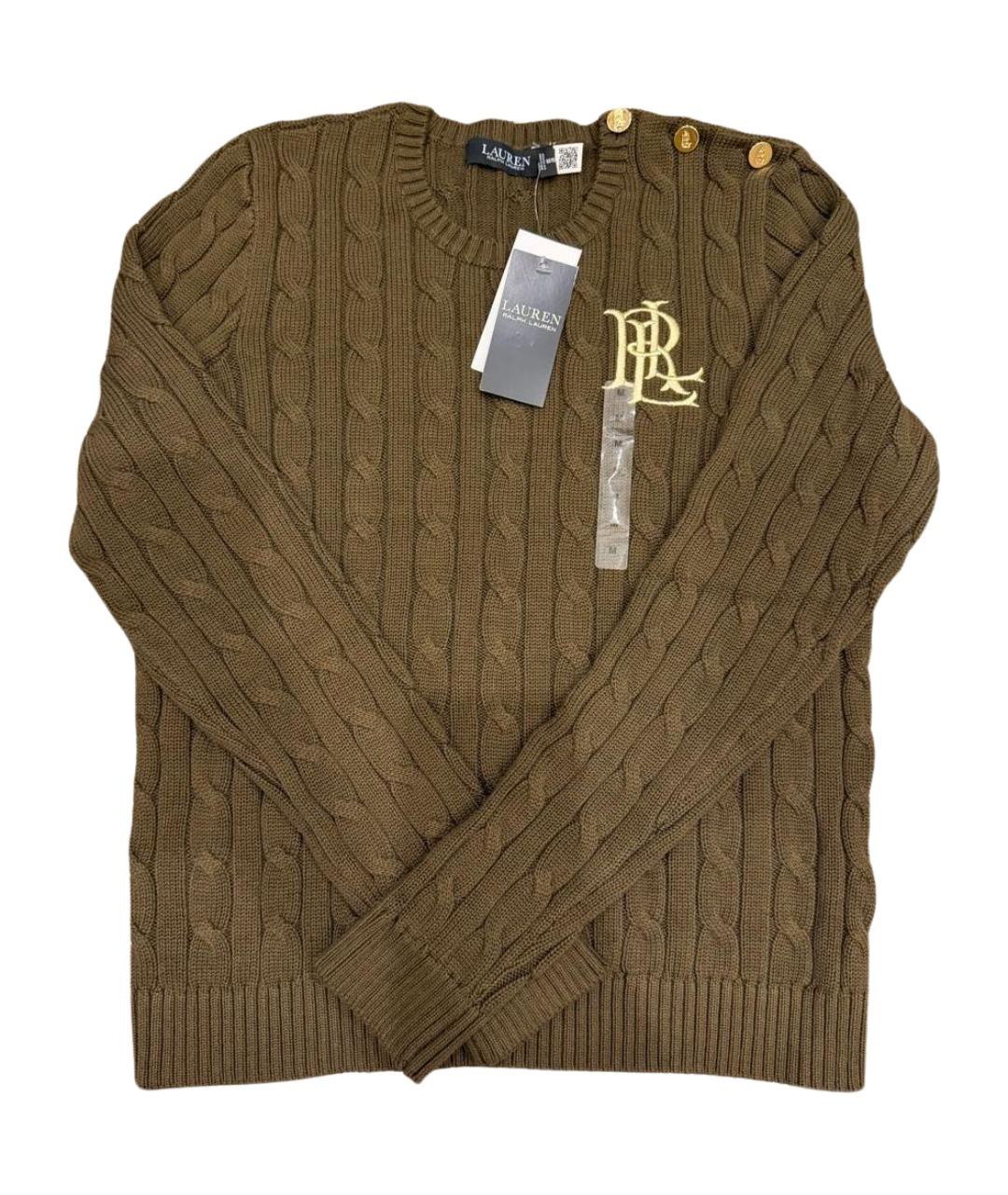 RALPH LAUREN Хаки хлопковый джемпер / свитер, фото 1