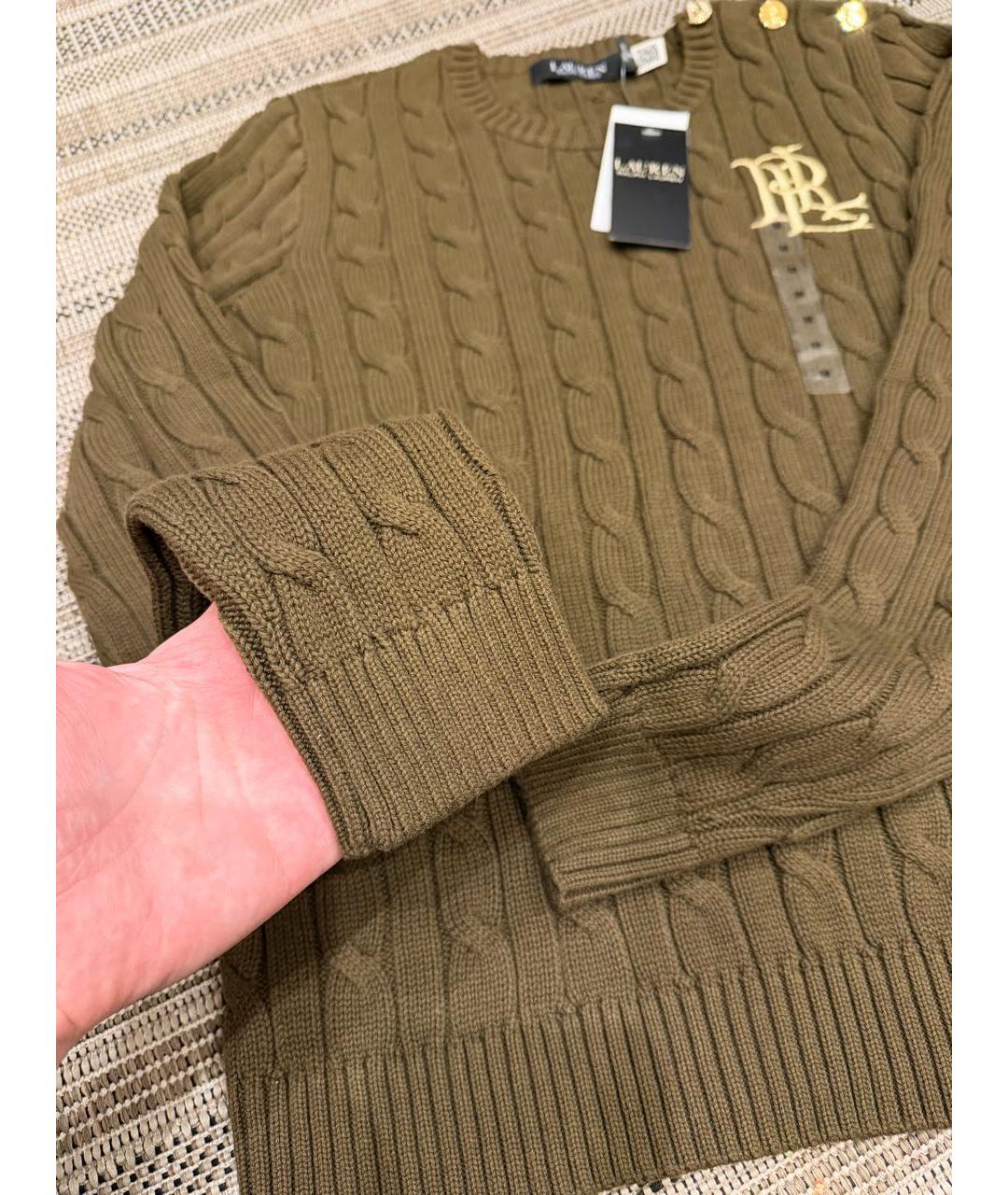 RALPH LAUREN Хаки хлопковый джемпер / свитер, фото 4