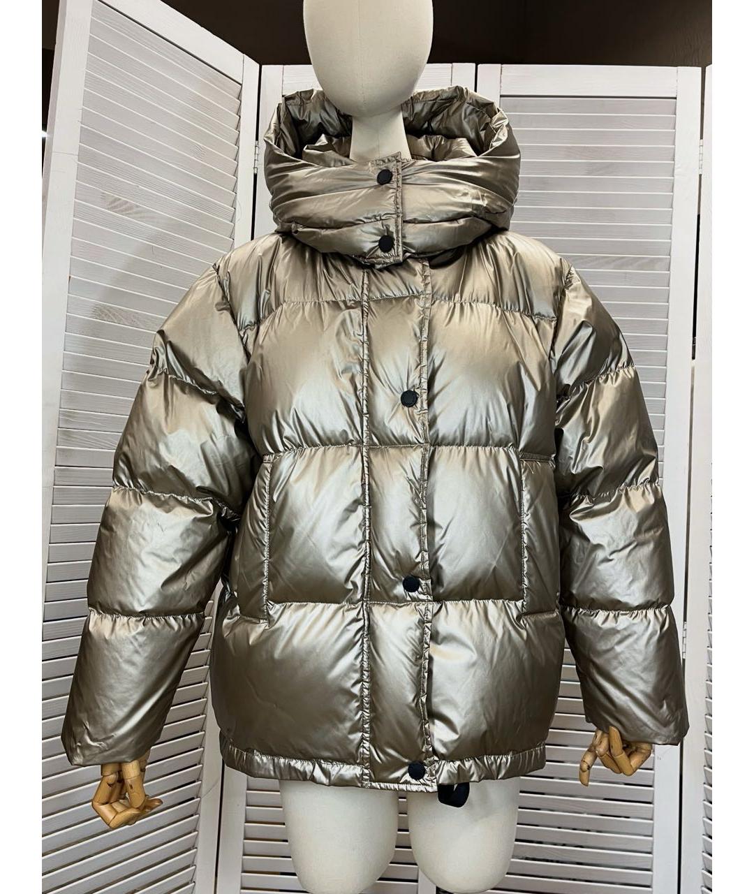WEEKEND MAX MARA Золотой полиамидовый пуховик, фото 9