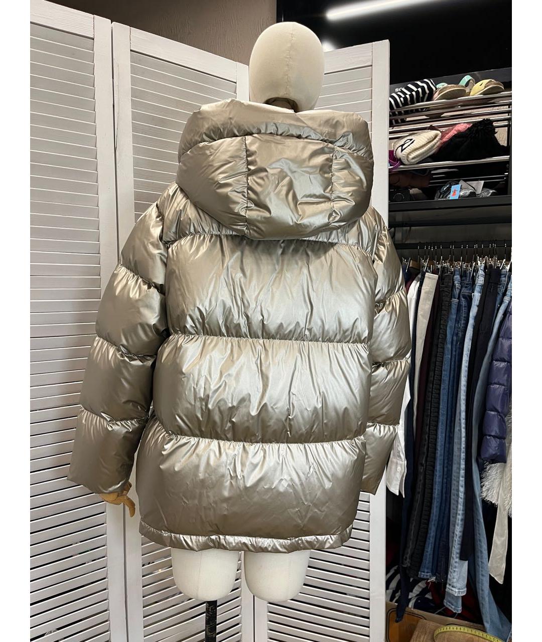 WEEKEND MAX MARA Золотой полиамидовый пуховик, фото 7