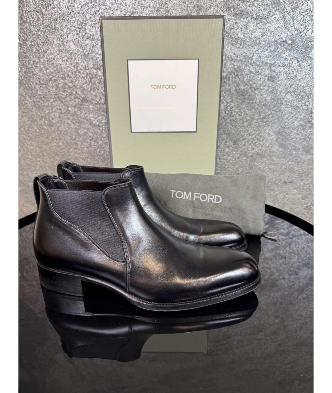 TOM FORD Черные кожаные низкие ботинки, фото 5