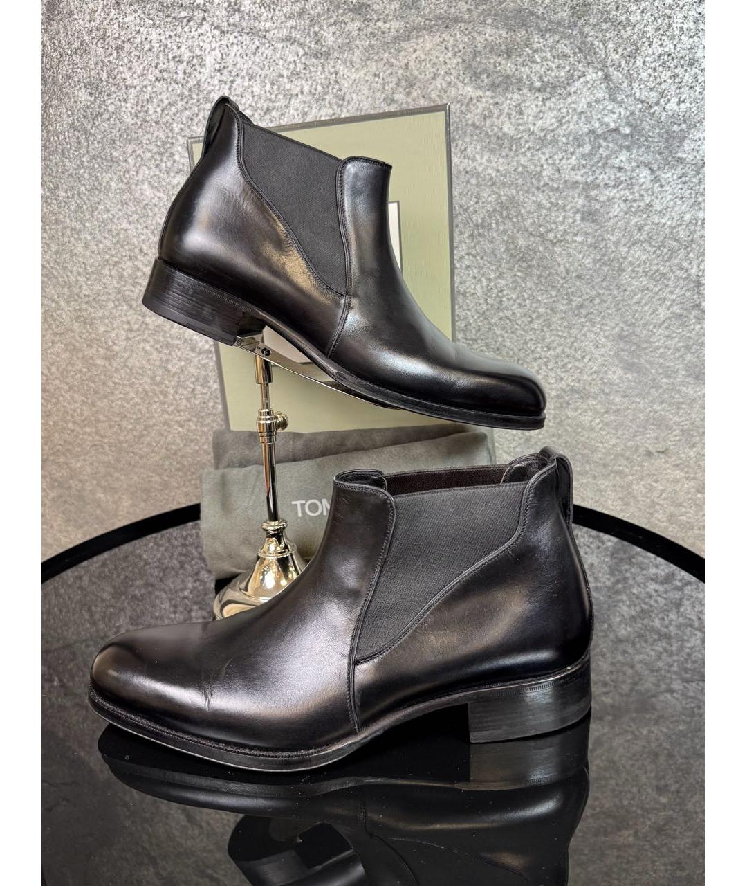 TOM FORD Черные кожаные низкие ботинки, фото 8