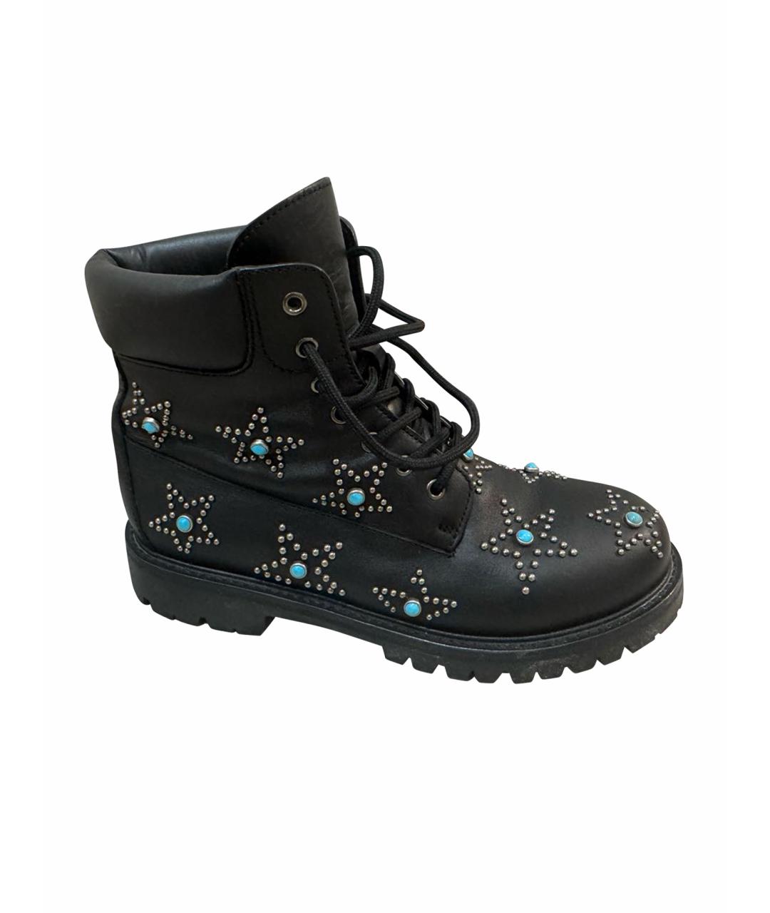 VALENTINO Черные кожаные ботинки, фото 1