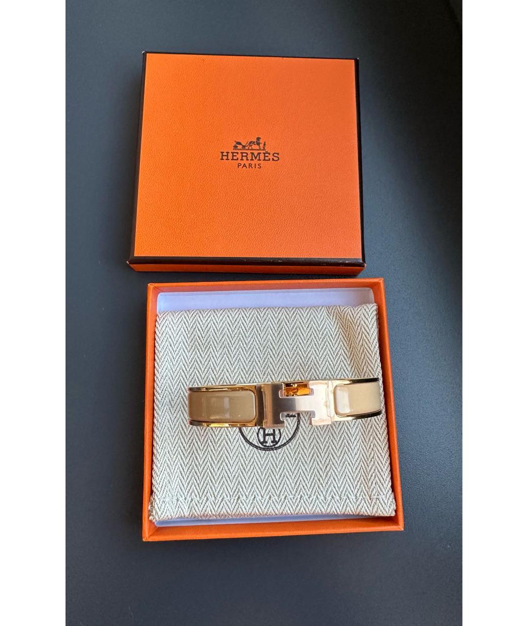 HERMES Бежевый металлический браслет, фото 3