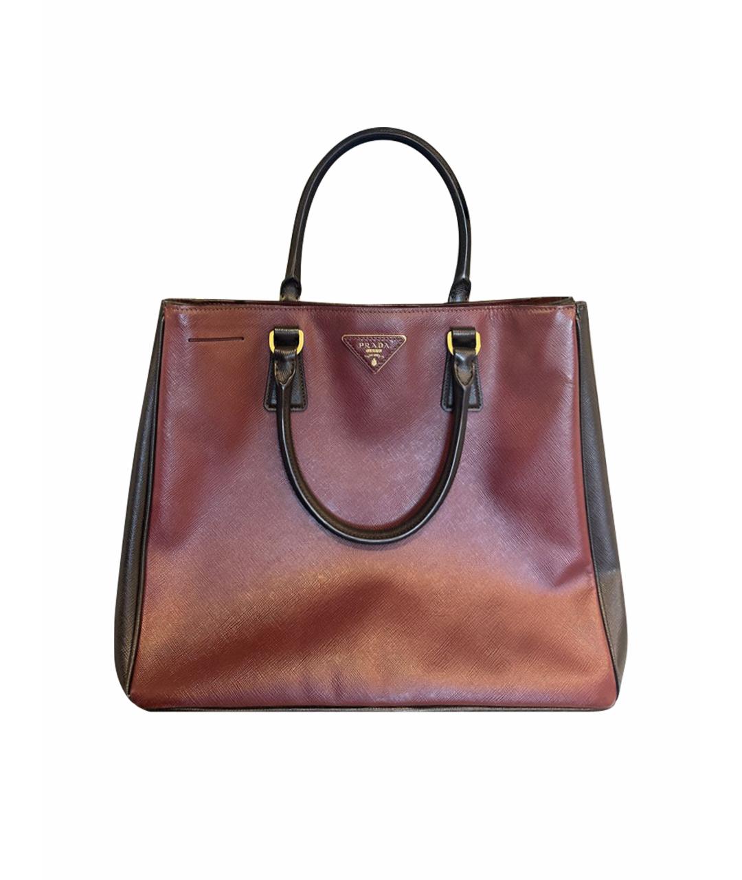 PRADA Бордовая кожаная сумка тоут, фото 1