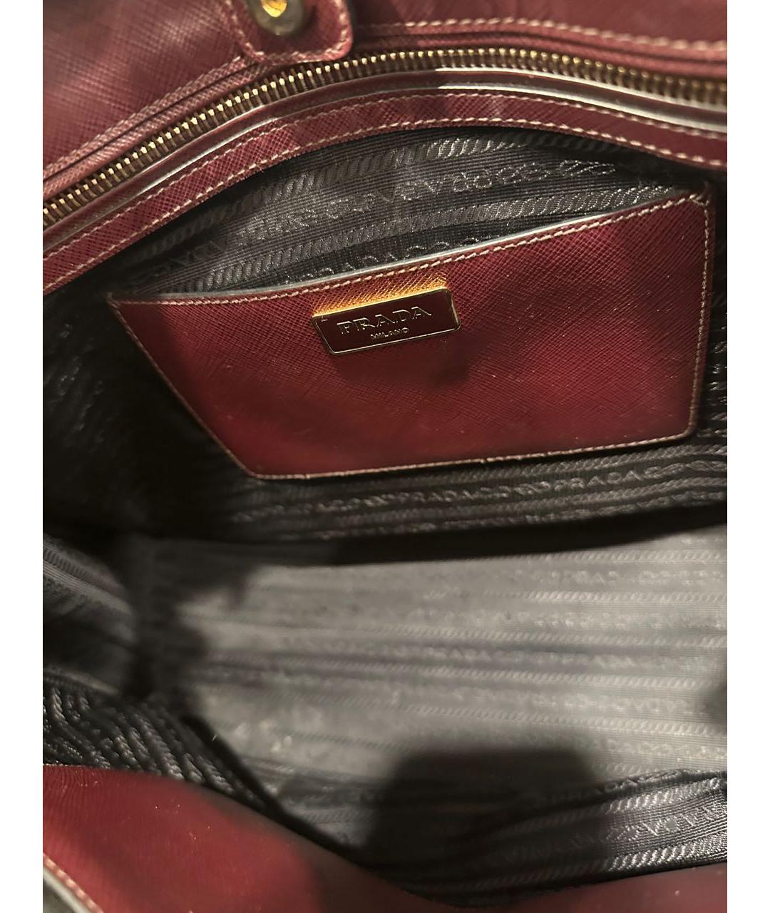 PRADA Бордовая кожаная сумка тоут, фото 6
