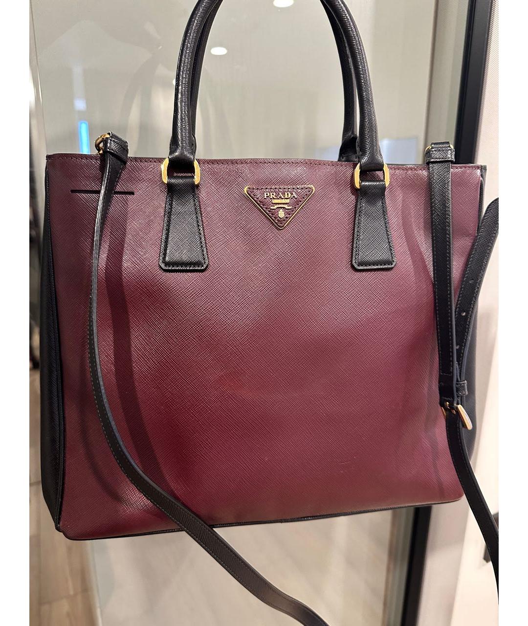 PRADA Бордовая кожаная сумка тоут, фото 2