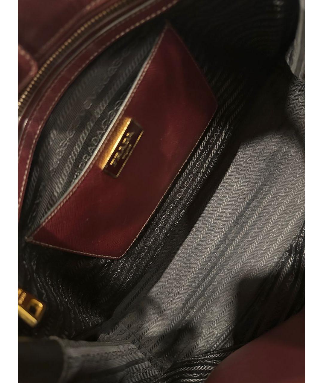 PRADA Бордовая кожаная сумка тоут, фото 7