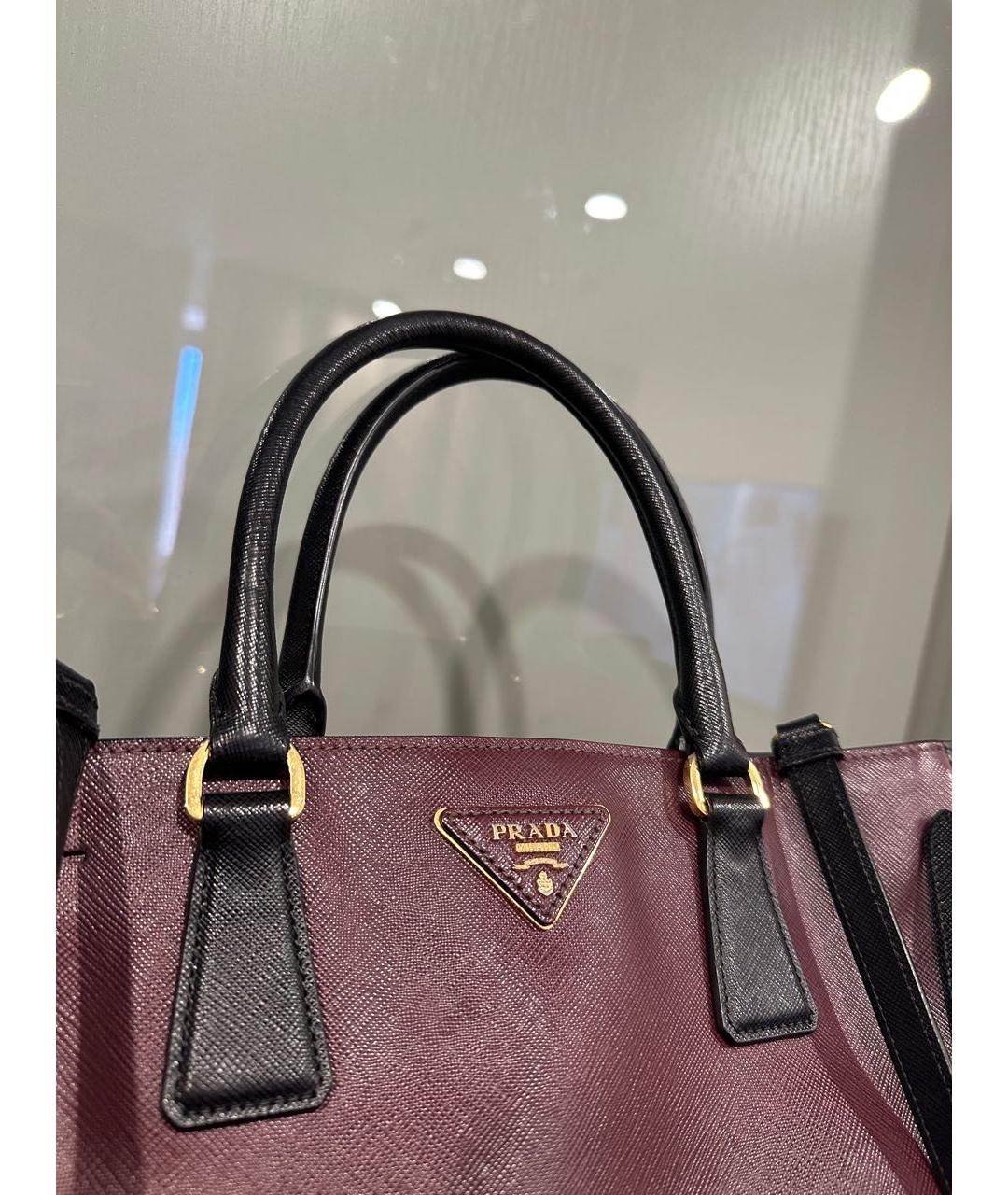 PRADA Бордовая кожаная сумка тоут, фото 5